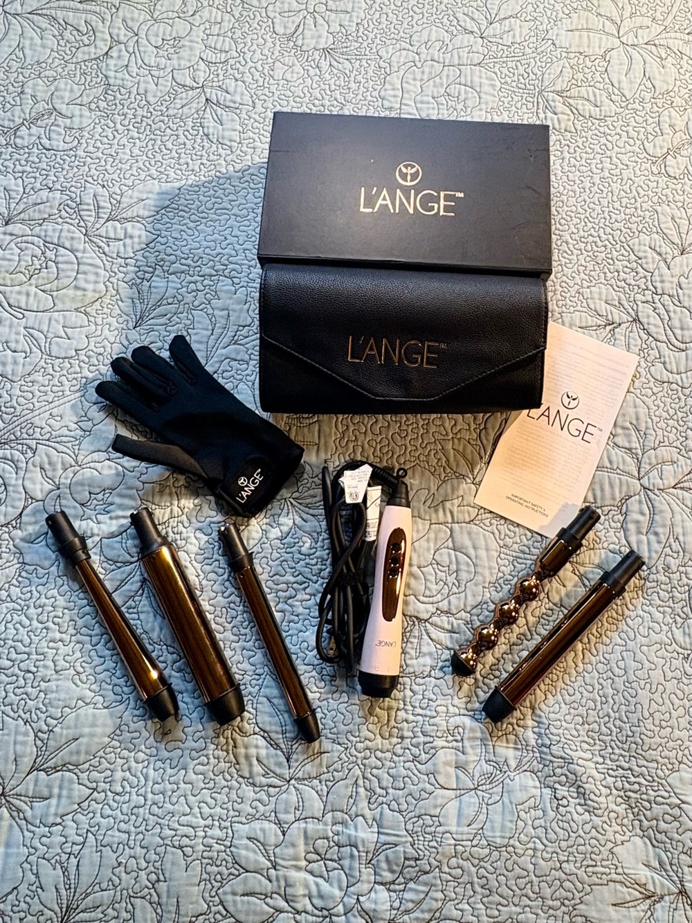 💥L’ANGE Le Cinq 5 Piece Curling Wand Set Interchangeable Barrels Box Case❤️